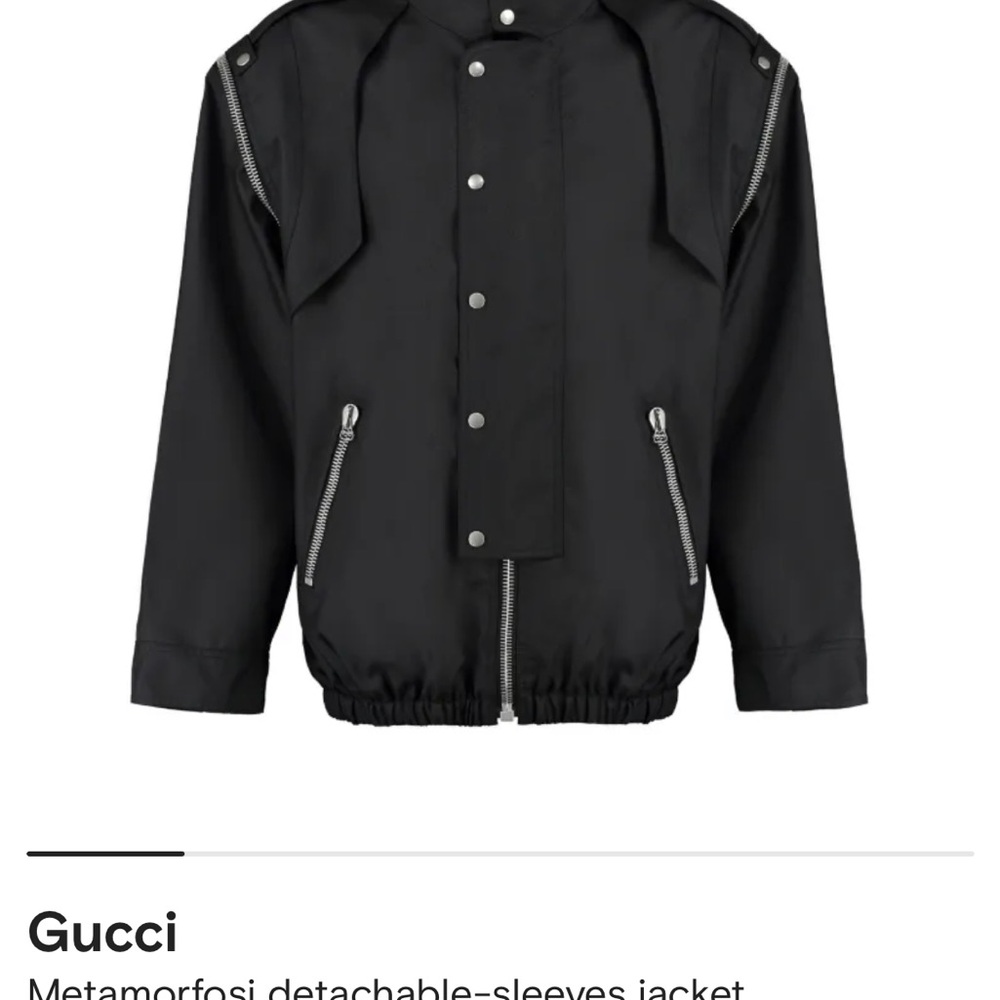Gucci Black Bomber Jacket with Ribbed Details